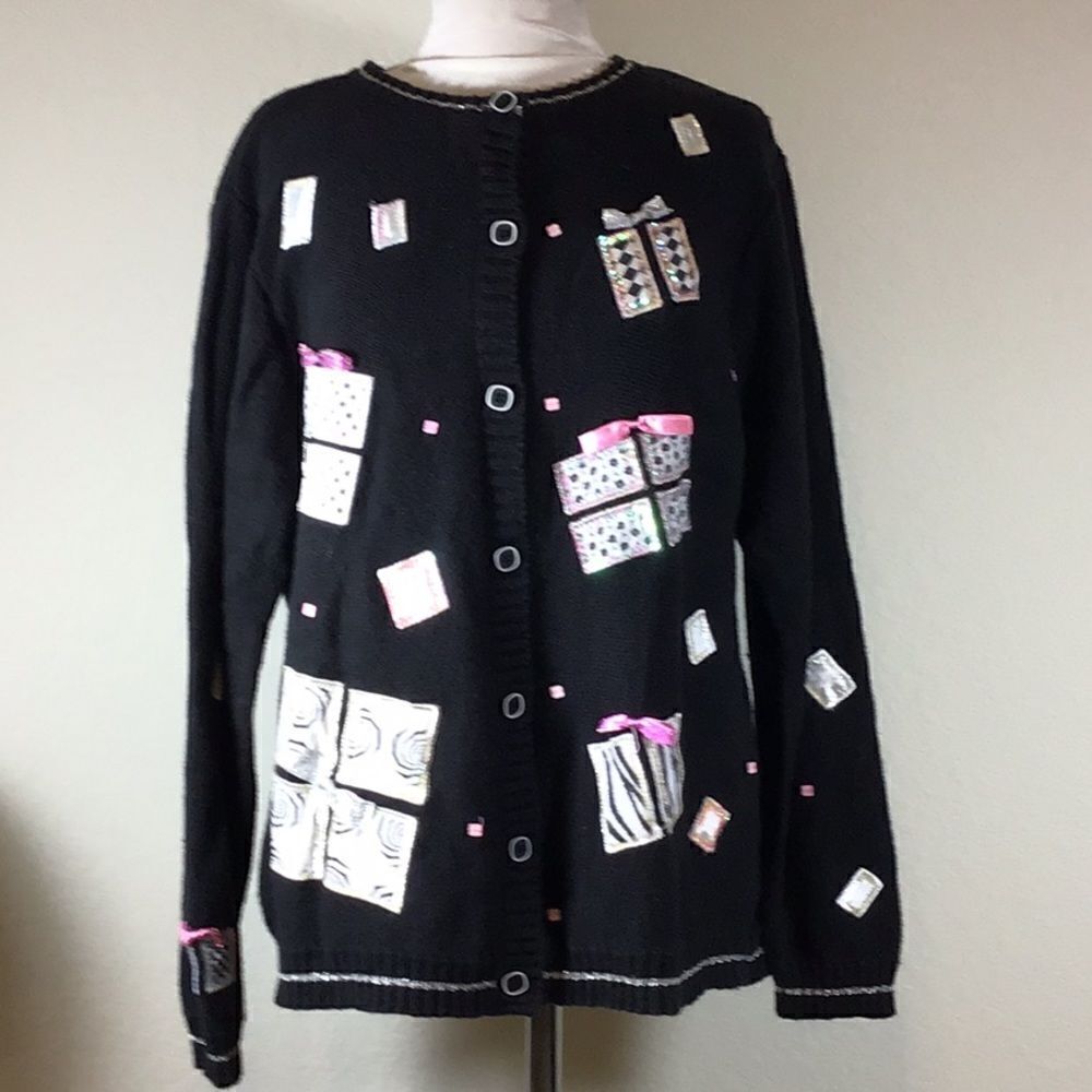 Karen Scott Vintage Y2K Sweater Button up Cardigan Ramie Cotton Cottage core XL